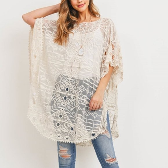 #62 Ivory Embroidered Poncho - Picture 7 of 11